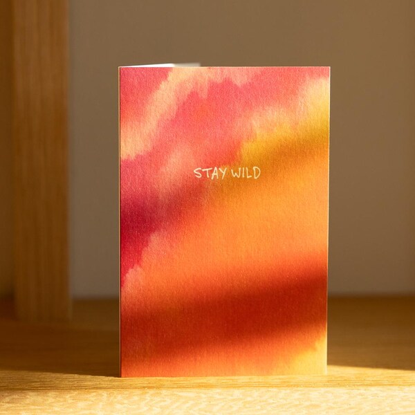 Adventure Greeting Card | Watercolor Folded Card A6 | Modern Typography | Stay Wild