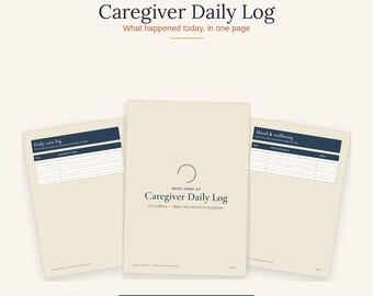 Caregiver Daily Log Printable | Elderly Care Notes Large Print, Home Care Shift Record for Support Workers | A4 Letter