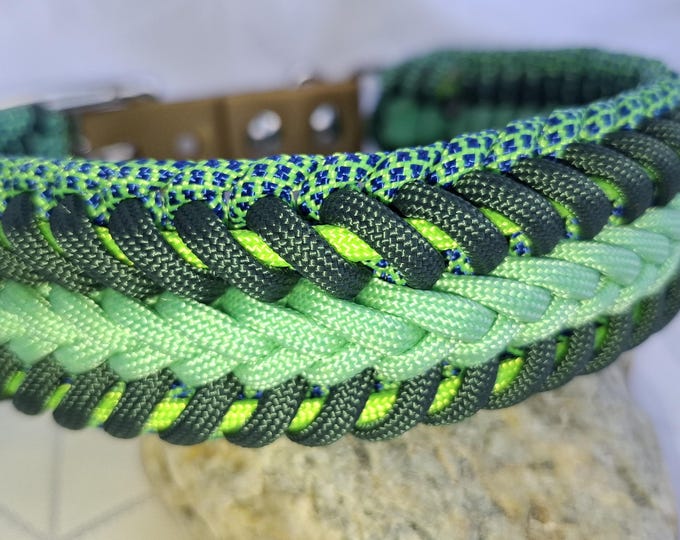Paracord Dog Collar Forest Spirit - Unique piece, head circumference 40-50 cm - 4 cm wide - Forest freshness - Handmade in the Rhön region