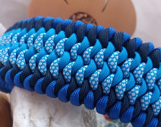 Paracord dog statement collar for large dogs | Rhön-Unikat model series | 5-5.5 cm wide, throat-friendly with adjustable adapter