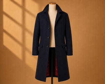 Twelfth Doctor Blue Wool Coat | Handmade Peter Capaldi 12th Doctor Cosplay Long Coat Costume