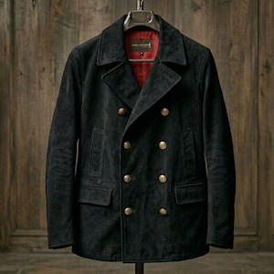 Men’s Black Suede Peacoat