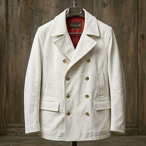 Men’s white Suede Leather Peacoat