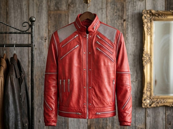 MJ Beat It Red Leather Jacket | Handmade MJ Cosplay Costumes & Outfits