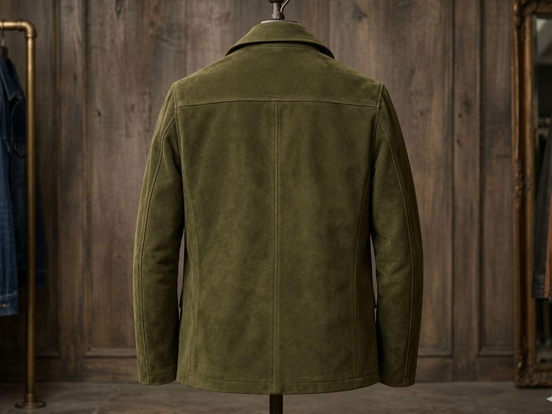 Men’s Olive Suede Leather Blazer