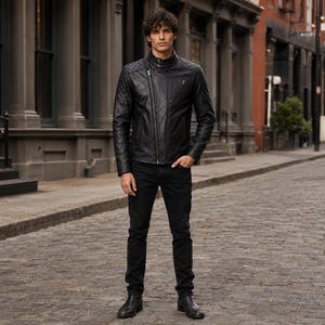 Snake V Biker leren jas - Handgemaakte Snake zwarte cosplay kostuumjas