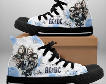 Custom Vintage Band Portrait High Top Sneakers, Rock Fan Handmade Shoes
