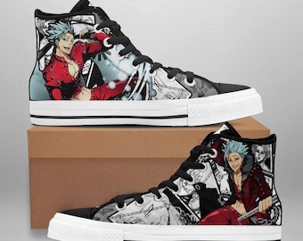 Zapatillas deportivas altas personalizadas de Ban de los Siete Pecados Capitales, zapatos de lona y PU estilo manga