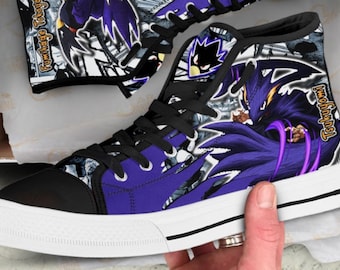 Zapatillas deportivas altas personalizadas de My Hero Academia Fumikage Tokoyami, con suela de lona y goma sintética.