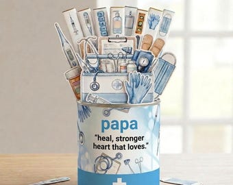 Embalagens de chocolate para o Dia dos Pais para imprimir, modelo de embalagem de doces em formato de caixa de instrumentos cirúrgicos, presente divertido para o papai feito à mão, download instantâneo, presente para homens