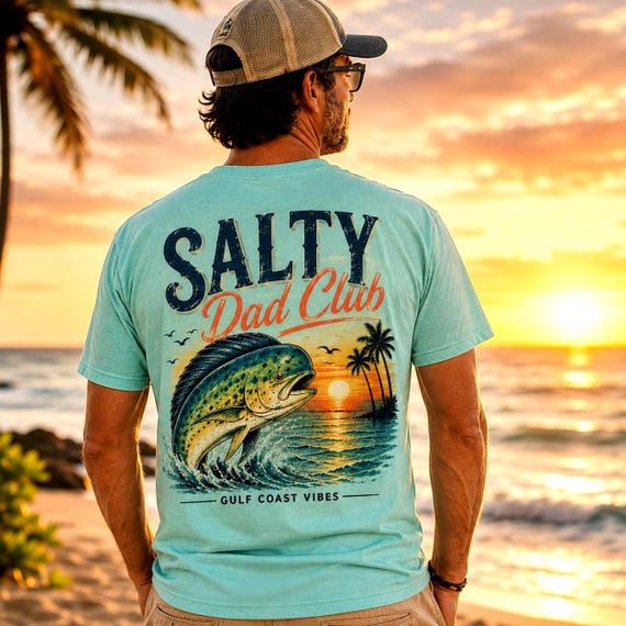 Fishing Dad Shirt PNG, Gulf Coast Fishing Shirt, Salty Dad Club, coastal clipart Fathers Day PNG, Beach Dad Shirt Design