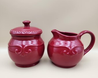Princess House Pavillion Berry Sugar & Creamer Set