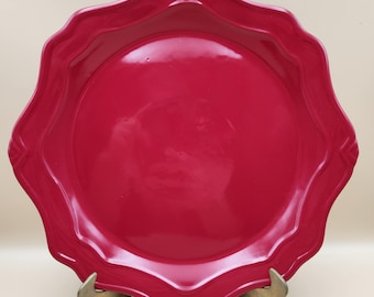 Set Of 4 Princess House Pavillion Berry Red Large Dinner Plates, 11.5" Diameter