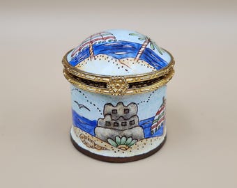 Empress Arts LTD 2005 Hinged Enamel and Brass Trinket Box