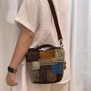 Handmade Patchwork Crossbody Bag, Japanese Boro Bag, Wabi Sabi Purse, Artisan Fabric Handbag, Unique Gift for Women