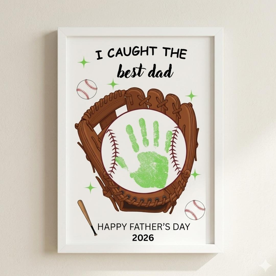 Father's Day Handprint Craft Printable, Baseball Best Dad Gift from…