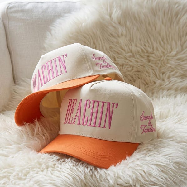 Beachin Trucker Hat | Vintage Beach Vacation Snapback Cap for Summer Coastal Style Lovers