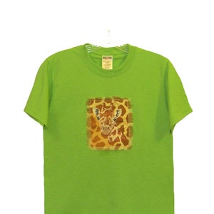 Giraffe Shirt, Embroidered Giraffe, Girl&#39;s Shirt, Boy&#39;s Shirt, Clothing, Safari, Brown, Yellow, T-Shirt, Green, Animal Shirt, Wildlife