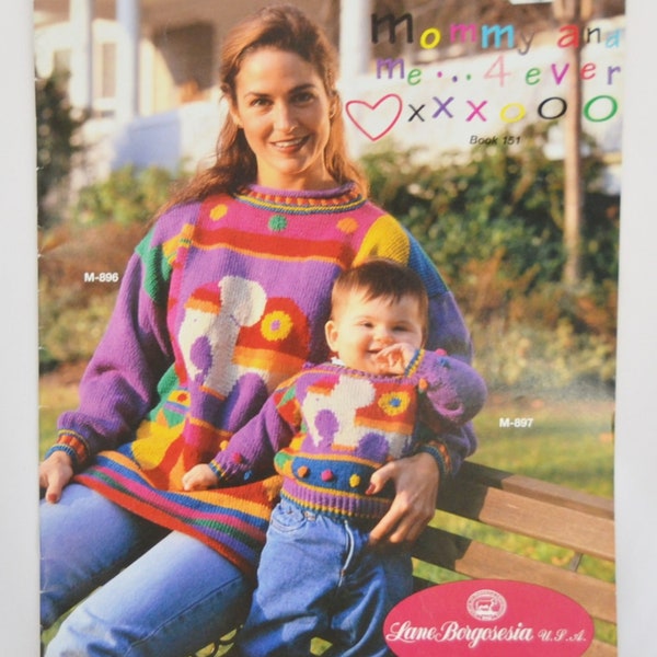 Mommy and Me 4 ever Knitted Sweater Patterns Book 151, Mother Child Patterns, Sweater Patterns, Knitted Scarf, Circus Sweater, Knitted hat