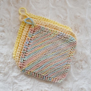 Hand-Knit Cotton Dishcloth, Cotton Dishcloth, Variegated Washcloth, Kitchen Scrubbie, Durable Dishcloth, Handmade Facecloth, Knit Washcloth