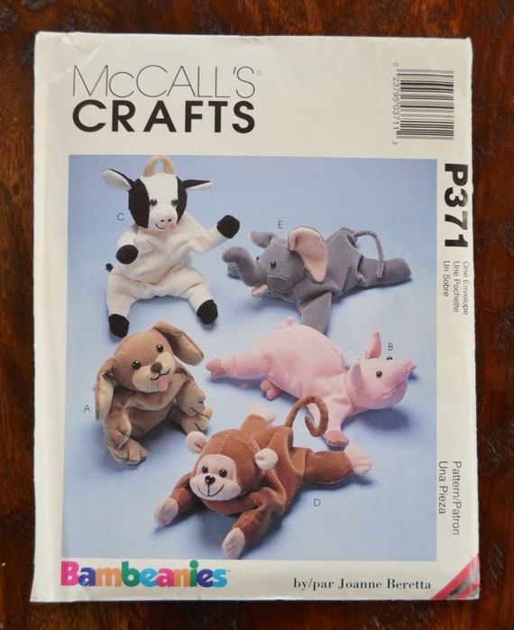 Bean Bag Animals Pattern P371 Bambeanies Mccall s Pattern Animal Pattern Beanies Pattern Pig Pattern Cow Dog Pattern Monkey UNCUT Etsy