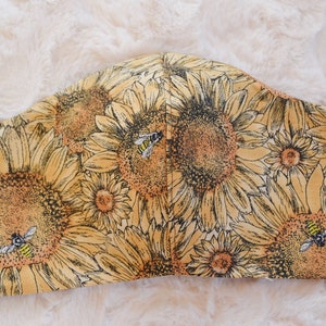 Washable Sunflower Face Mask, Cotton Mask, Filter Mask, Face Protector, Face Cover, Bumblebee Mask, Face Shield, Brown Mask, Yellow Mask