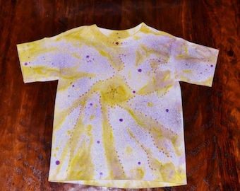 Tie Dyed Purple and Yellow T-Shirt, Purple Shirt, Painted T-Shirt, Children's Clothing, Girl's Tops, Boys Shirts, Tie Dyed Clothes, Toddler