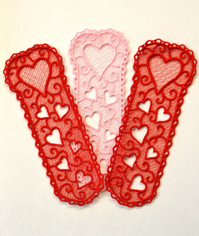 Heart Lace Bookmark, Freestanding Lace, Lace Bookmark, Embroidered Lace ...