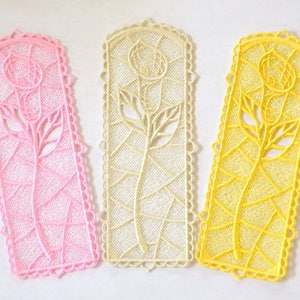 Calla Lily Bookmark, Freestanding Lace Bookmark, Machine Embroidered Bookmark, Flower Bookmark, Lace Bookmark,  Calla Lily