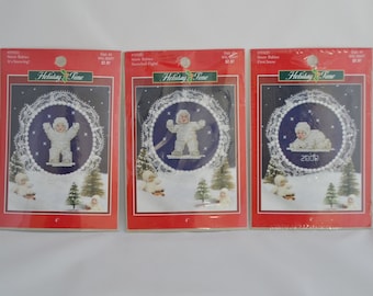 Schneebabys Kreuzstich Ornamente Kits, Weihnachtsschmuck Kits, Kreuzstich Dekorationen, Kreuzstich Kreuzstich, Kreuzstich Weihnachtsset