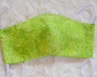 Waschbare Libelle Gesichtsmaske, Baumwollmaske, Filtermaske, Gesichtsschutz, Gesichtsabdeckung, Gesichtsschild, grüne Maske, Frauenmaske, Teenager-Maske