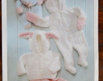 Alle in einem und Jacke Muster 3063, Hase Muster, Kaninchen Jacke, Stricken Muster, Sirdar Muster, Schneeflocke Chunky, Vintage-Muster