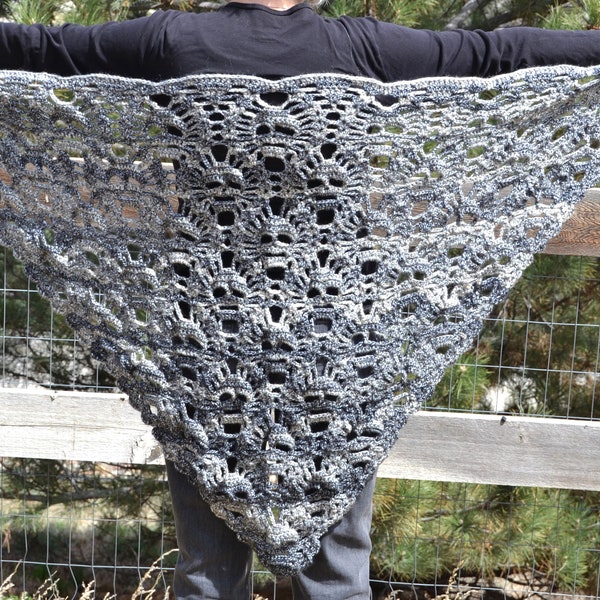 Crocheted "Lost Souls" Skull Shawl, Handmade Skull Shawl, Goth Skull Shawl, Gray Skull Shaw, Women's Skull Shawl, White Skull Shawl, Cape