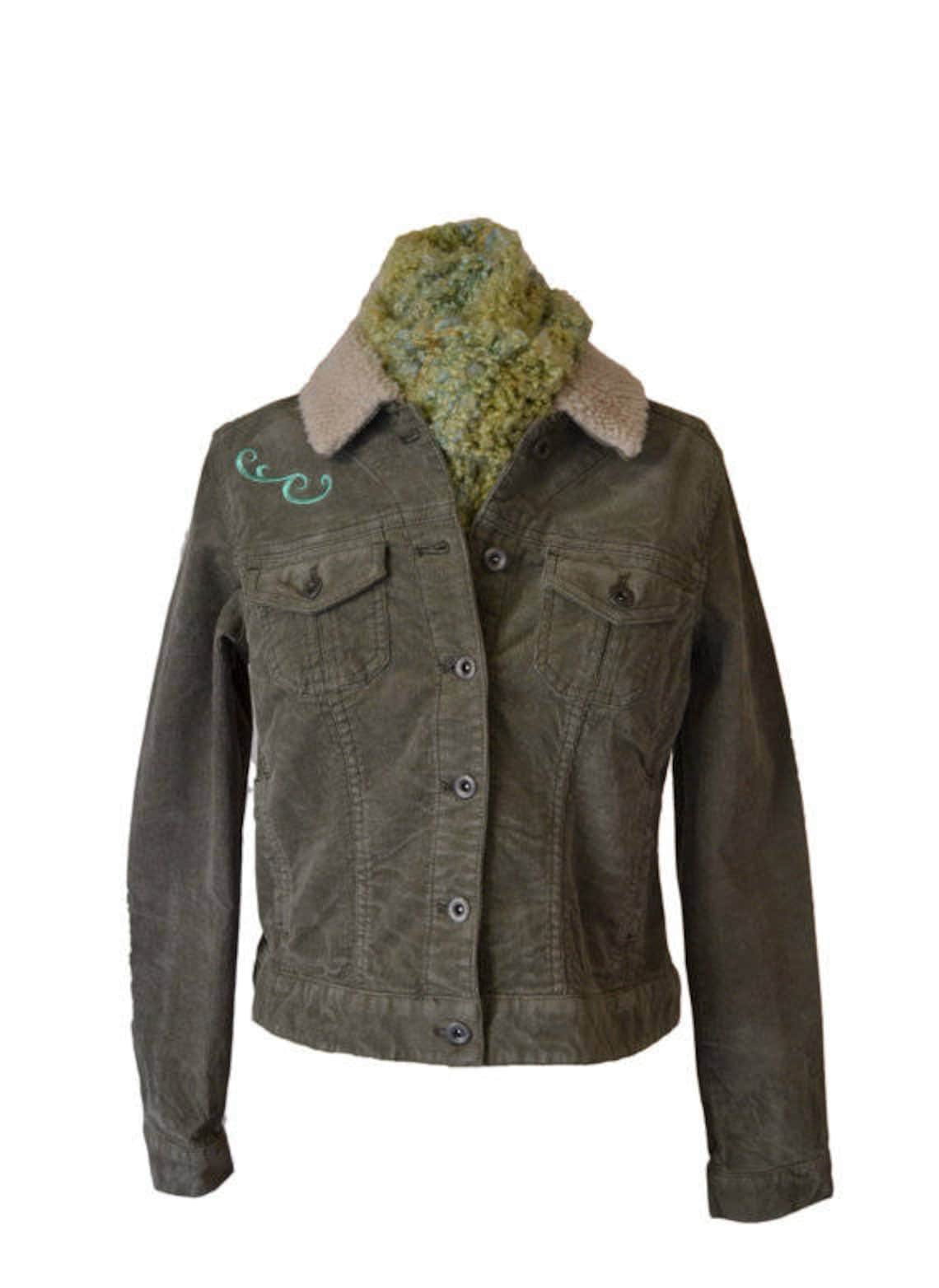 Christmas Tree Jacket, Corduroy Jacket, Green Coat, Womens Coat