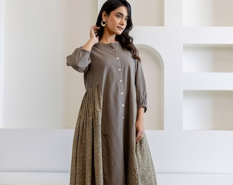 Cotton Kurta and Wide Leg Pants, Wedding Guest Outfit, Ajrakh Printed Two Piece Set, Minimalist Lounge Set