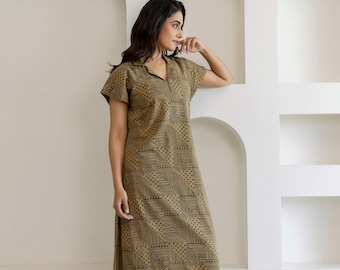 Cotton Kurta and Wide Leg Pants, Wedding Guest Outfit, Ajrakh Printed Two Piece Set, Minimalist Lounge Set