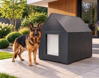 Niche de luxe isolée pour chien BarkHouse Modern – Panneaux sandwich de 40 mm, abri extérieur pour animaux de compagnie toutes saisons