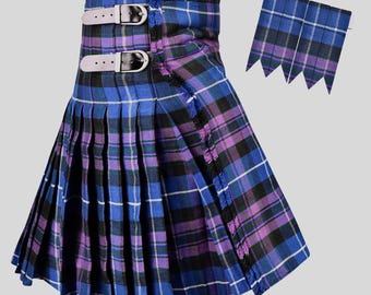 Pride of Scotland Tartan Kilt for Men | 16oz Acrylic Scottish Kilt | Traditional Highland Kilt with Deep Pleats & Leather Buckles straps