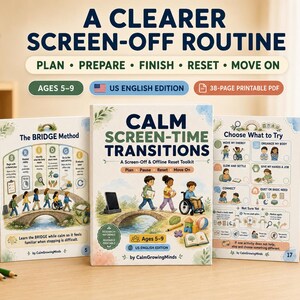Screen Time Transition Toolkit for Kids Ages 5–9 | US English Visual Routine and Offline Activity Cards