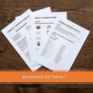 Fiches d'exercices de grammaire néerlandaise A2 thème 7 : clauses subordonnées, prépositions, verbes modaux et fréquence (téléchargement numérique)