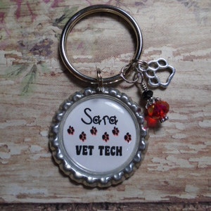 Personalized Vet Assistant/Tech/RVT key chain with charms