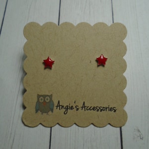 Sterling Silver small red star stud earrings