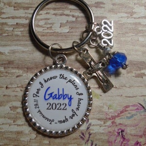 Personalized religious Graduation Class of 2025 key chain with charms