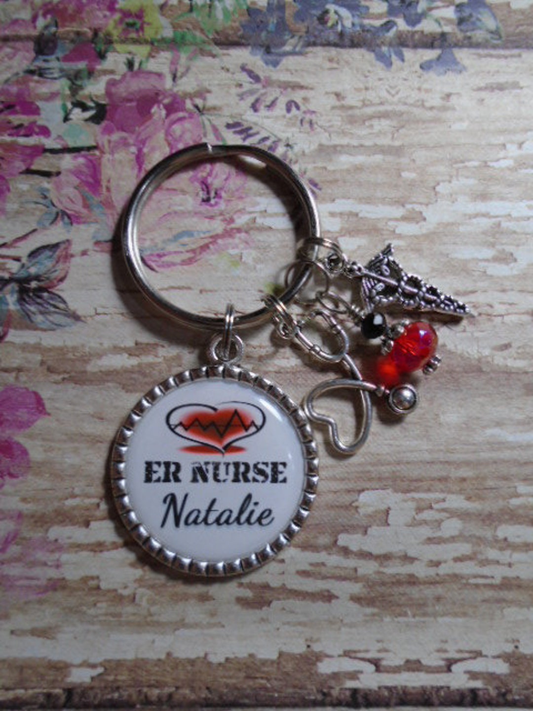 Personalized ER Nurse Key Chain With Charms - Etsy