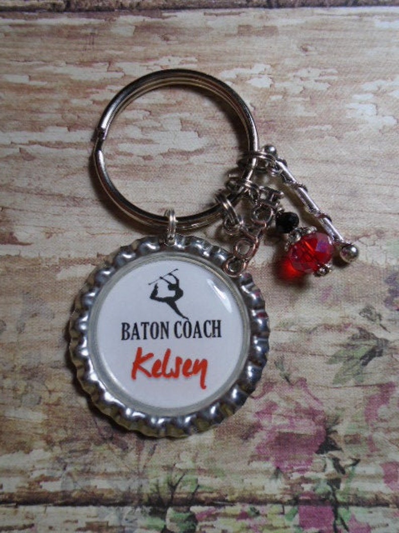 Personalized Baton Coach key chain with charms Etsy