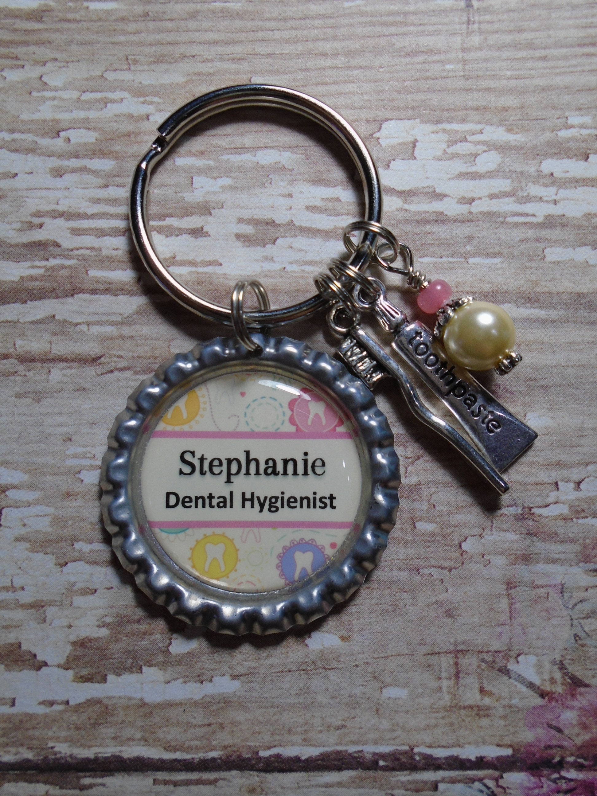 Personalized Dental Hygienist key chain with charms Etsy