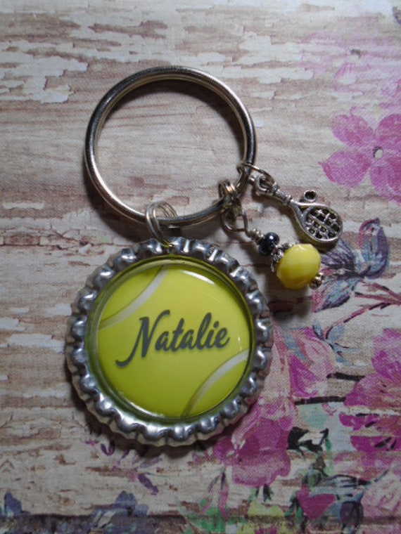 Personalized Tennis Key Chain With Charms Etsy
