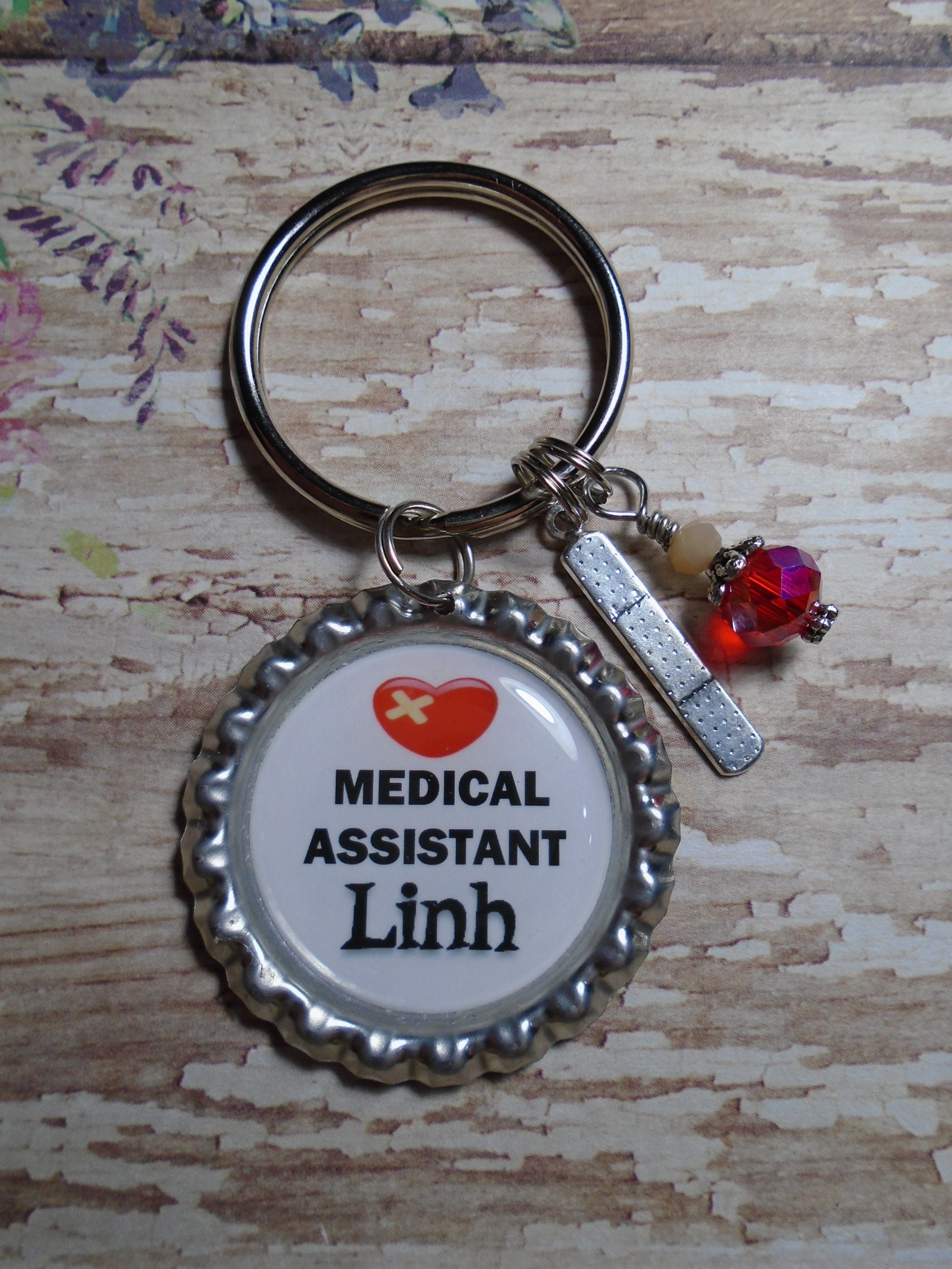 Personalized Medical Assistant keychain with charms Etsy