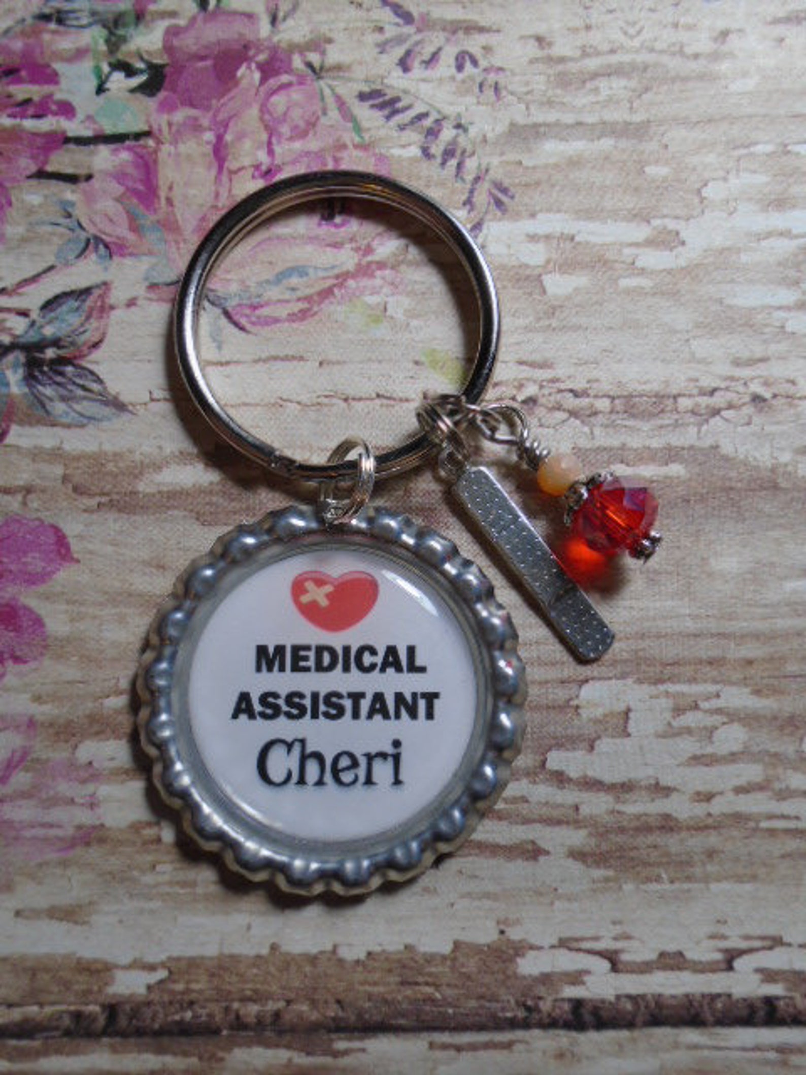 Personalized Medical Assistant keychain with charms Etsy