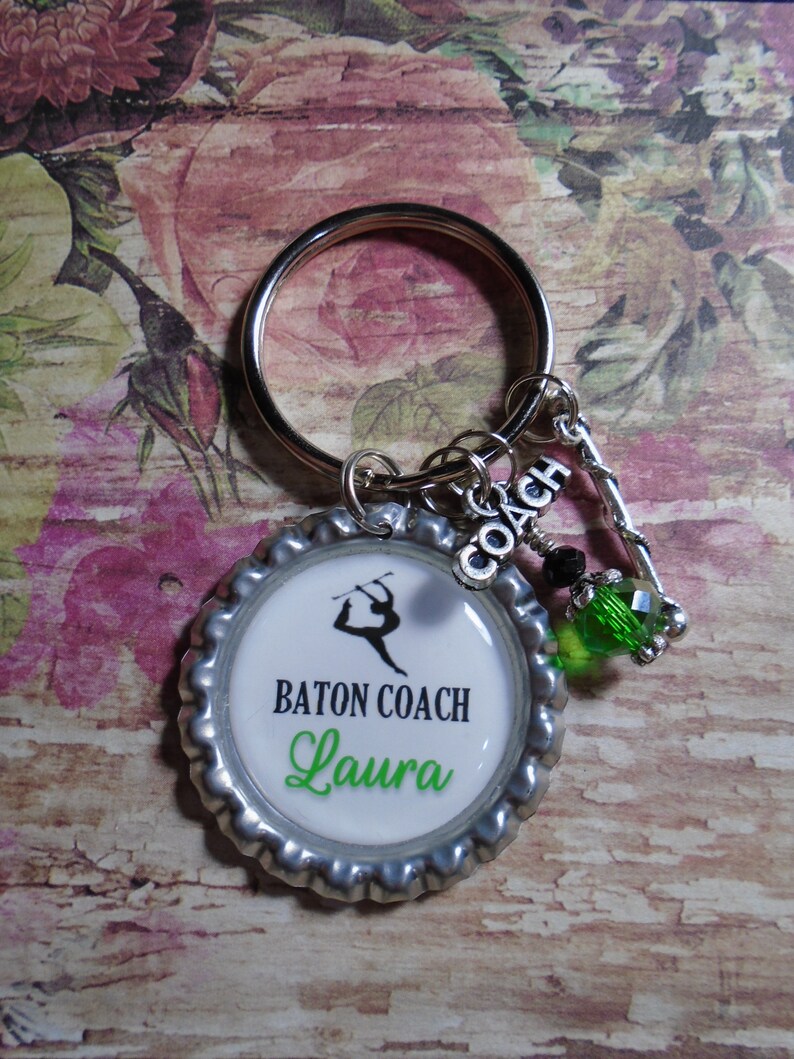 Personalized Baton Coach key chain with charms Etsy